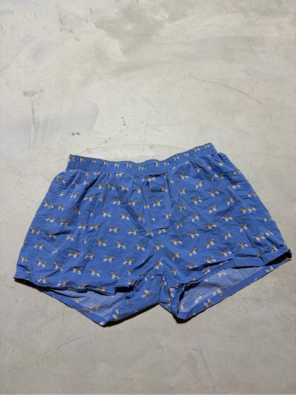 J. Crew Men's Blue Printed dog Christmas Boxer Shorts cotton 35-37 large